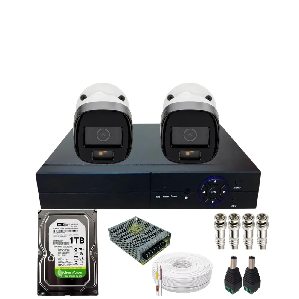 Kit Cftv 2 Câmeras Vhd 1220b Full Color Dvr Alta Performance 4ch Hd 1TB Instalado