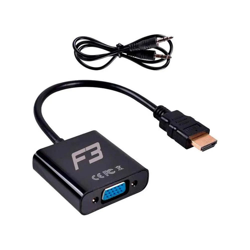 Cabo Adaptador Conversor HDMI para VGA F + Áudio F3 - JC- AD-HM/VGA