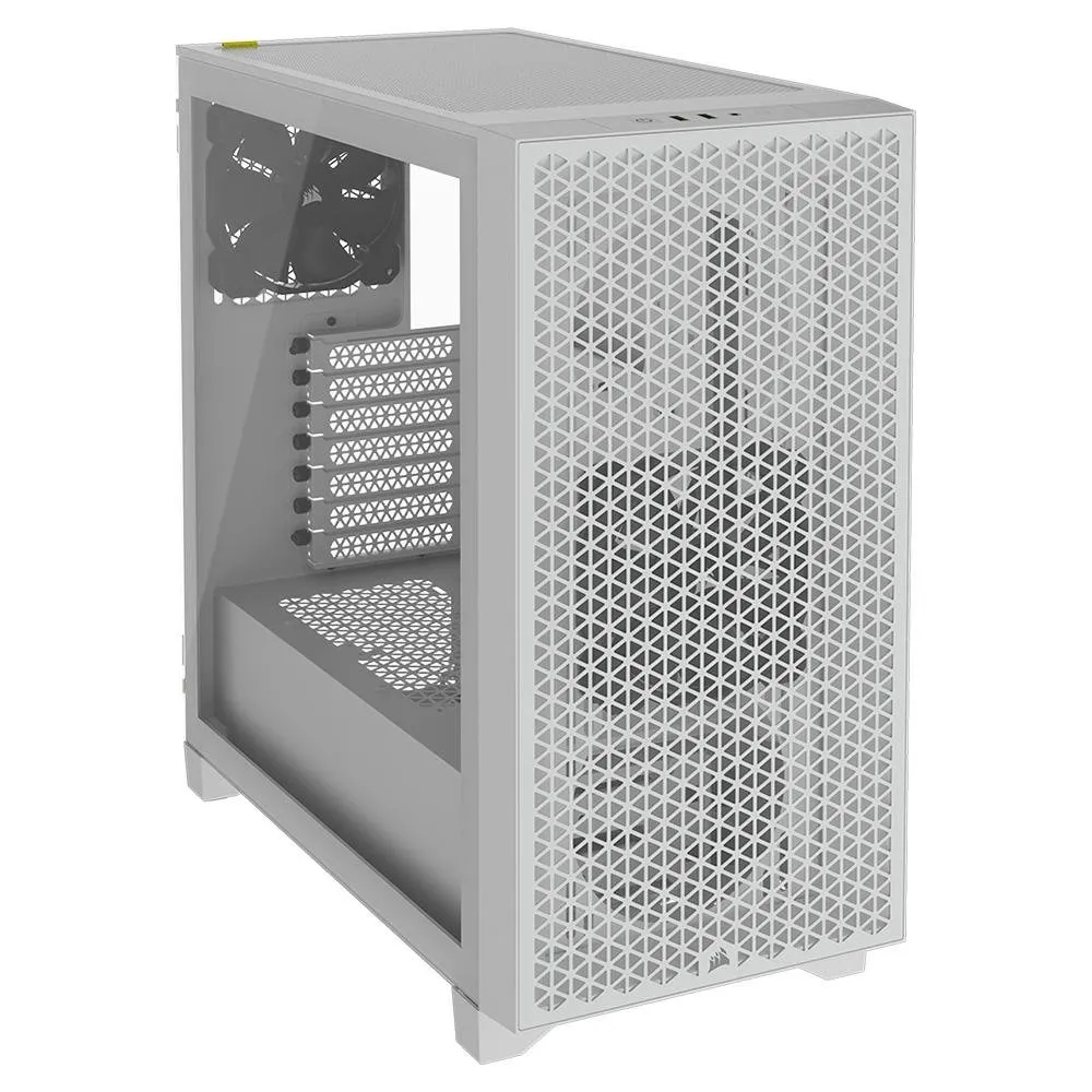 Gabinete Gamer Corsair 3000D Airflow, Mid-Tower, ATX, Lateral em Vidro Temperado, 2x FAN, Branco - CC-9011252-WW