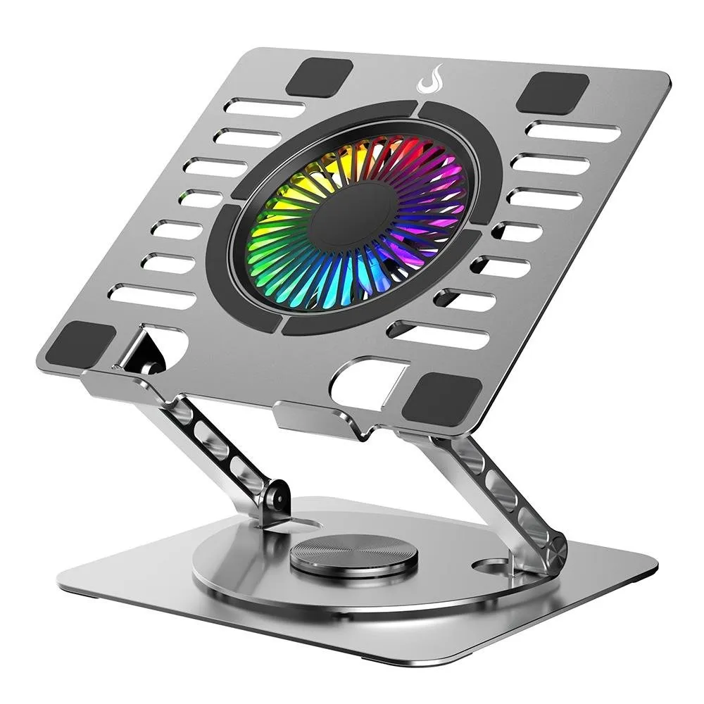 "Base Articulada em alumínio com Cooler para Notebook e Tablets Rise Mode Até 17"", Galaxy Gray X5, RGB, com Cooler - RM-CN-05-RGB"