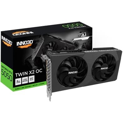 Placa de Vídeo Inno3D RTX 5050 8GB TWIN X2 OC Nvidia GeForce, 8GB, GDDR6, 128bits, DLSS 4, Ray Tracing - N50502-08D6X-174071N