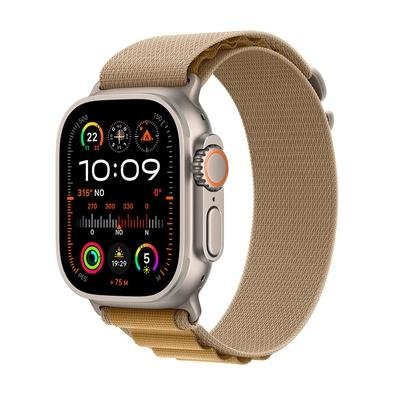 Apple Watch Ultra 2 GPS + Cellular, Caixa Natural de Titânio de 49 mm, Pulseira Loop Alpina Canela, Tamanho M - MX4F3BE/A