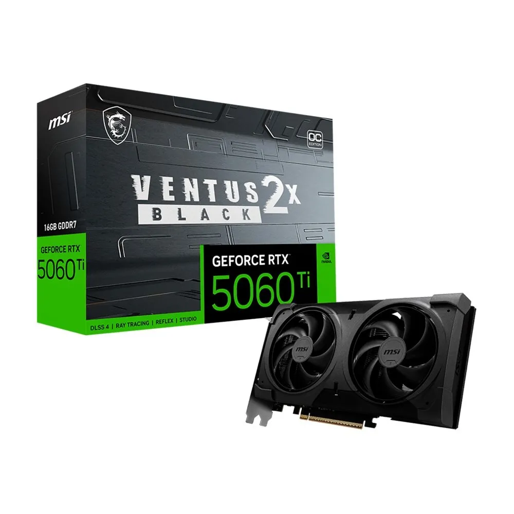 Placa de Video MSI GeForce RTX 5060 TI 16Gb Ventus OC Black Plus 2X 128 Bits HDMI/3X DP - 912-V535-088