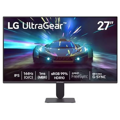 "Monitor Gamer LG UltraGear 27"", Full HD, 144Hz, 1ms, IPS, G-Sync, FreeSync, HDR10, Preto - 27G411A-B"