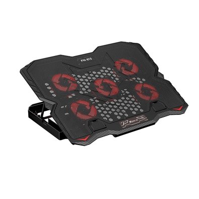 "Base com Cooler para Notebook Xtrike Me, com 5 Fans, até 15.6"", 2x USB, com Apoio para Celular, LED, Preto - FN-813"