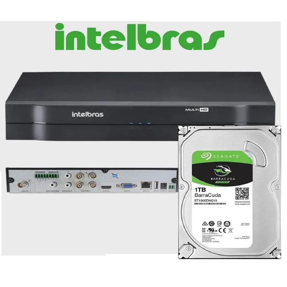 Kit Intelbras, Dvr Mhdx, 4 Canais Full HD + HD 1TB
