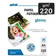 Papel fotográfico A4, 220g, glossy paper, G220-20, Spiral - PT 20 FL