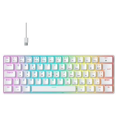 Teclado Mecânico Gamer Hyrax Thunder HCK61, RGB, Switch Blue, 100% anti-ghosting, ABNT2, Branco - HCK61W-BLUE-RGB