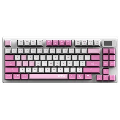 Teclado Sem Fio Mecânico Gamer MSI Forge GK600 TKL W VIOLET, RGB, Switch Linear, USB 2.0,Bluetooth, US, Rosa - FORGEGK600V