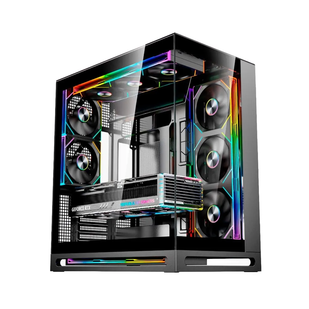 Gabinete Gamer Liketec Cygnus Dark, ATX, Mid Tower, Vidro Temperado, Preto - LT-GB-CYGNUS-DARK-V1