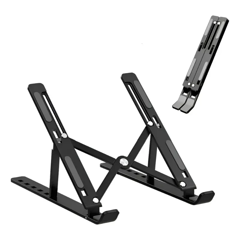 Suporte De Notebook Articulado De Metal Dobrável Ergonômico Cor Preto