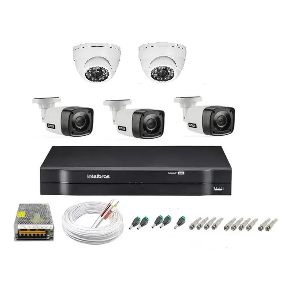 Kit Cftv 5 Câmeras De Segurança HD + DVR 8ch Intelbras Full HD
