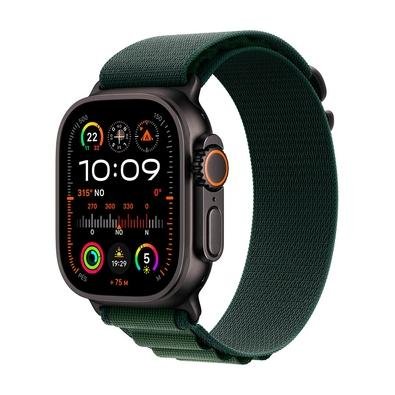 Apple Watch Ultra 2 GPS + Cellular, Caixa Preta de Titânio de 49 mm, Pulseira Loop Alpina Verde Escura, Tamanho M - MX4R3BE/A