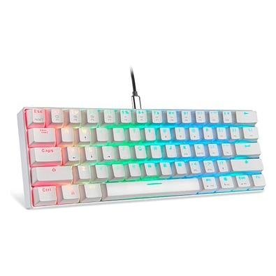 Teclado Gamer Motospeed, RGB,  ABNT2, Branco, Switch Blue, USB Tipo-C, Branco - CK61