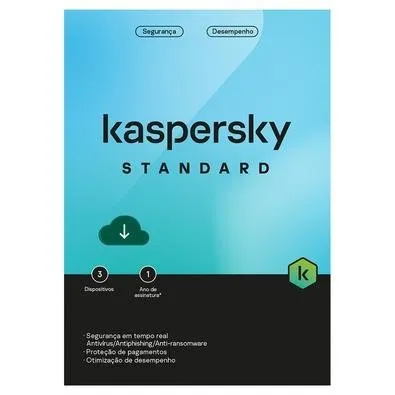 Kaspersky Antivírus Standard  3 Dispositivos 1 Ano, Digital para Download - KL1041KDCFS