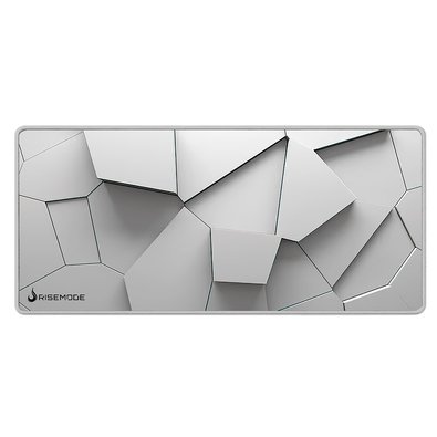 Mousepad Gamer Rise Mode 3D 02, Estendido Pro 900x400mm, Borda Costurada, Branco - RM-MPP-3D2-W