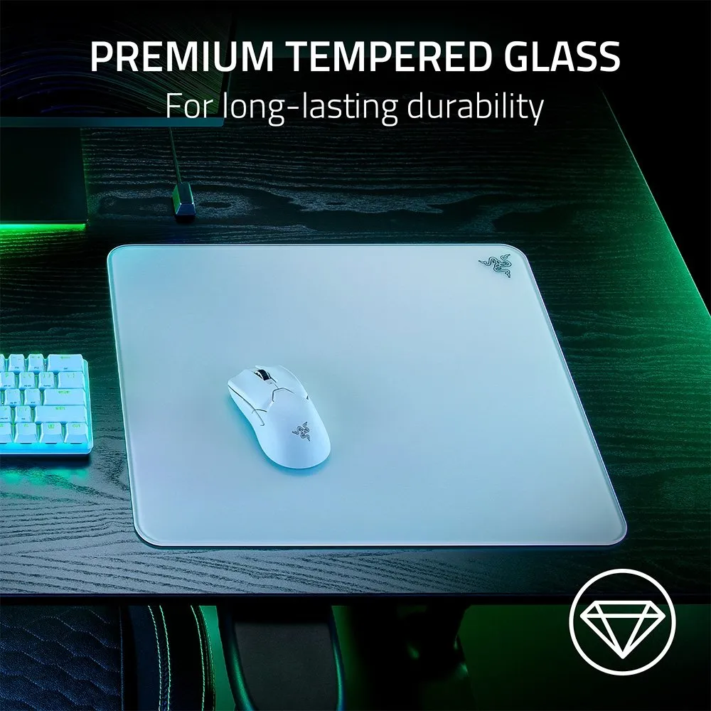 Mousepad Gamer Razer Atlas, Vidro Temperado, Superfície Premium, Branco - RZ02-04890200