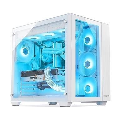 Gabinete Gamer Hyrax HGB720, Mid Tower, ATX, Frontral e Lateral Em Vidro Temperado, Sem FANs, Branco - HGB720W