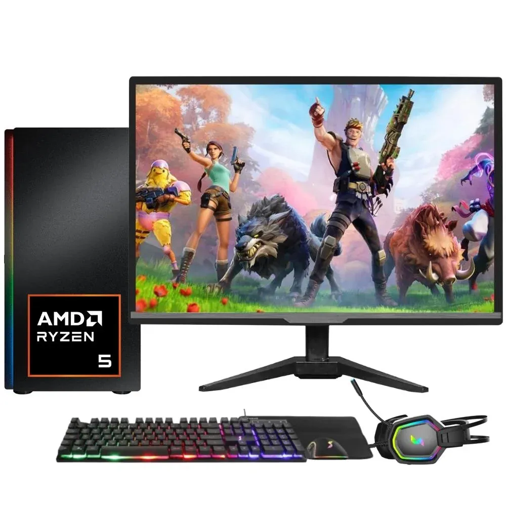 "PC Gamer Completo Skill RGB AMD Ryzen 5 5600G, Gráficos Radeon VEGA 7, Monitor LED 20"",Kit Gamer, 16GB DDR4, SSD 1TB, Fonte 500W SGX-0065A"