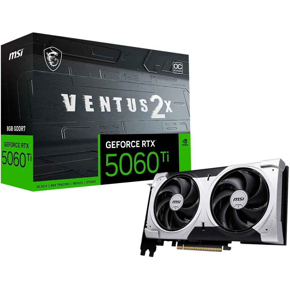 Placa De Vídeo MSI RTX 5060 Ti Ventus 2X OC Plus NVIDIA GeForce, 8GB, GDDR7, 128-Bit - G506T-8V2CP