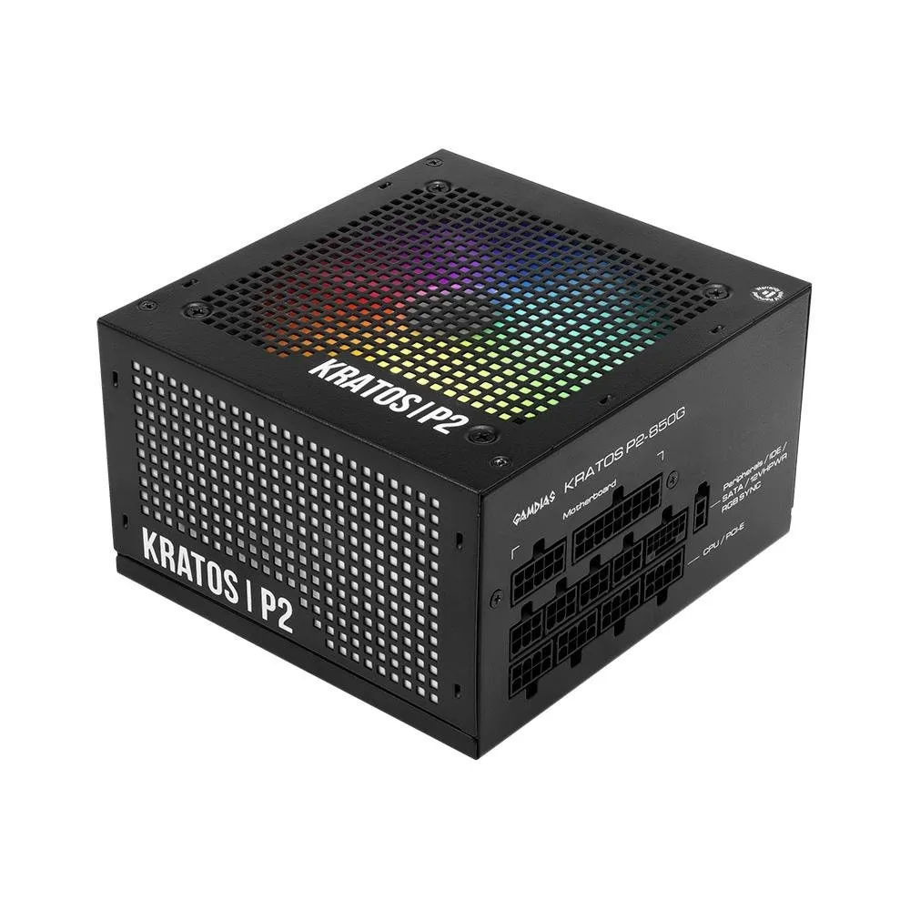 Fonte Gamdias Kratos P2 850, 850W, ARGB, 80 Plus Gold, Sem Cabo, Perto - KRATOS P2-850G L.A
