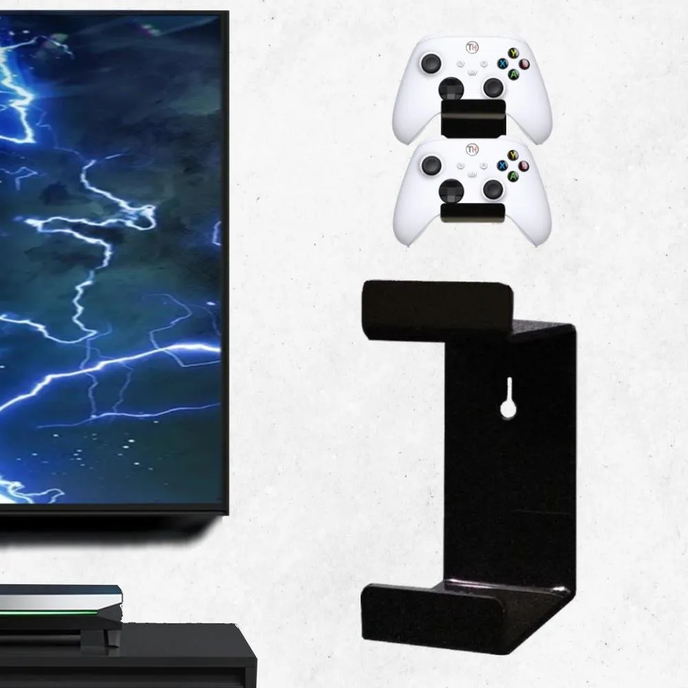 Suporte De Parede Para Controles Ps4 E Fone Headset Gamer Organizar Setup Preto