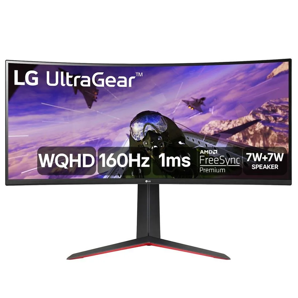 "Monitor Gamer Curvo LG UltraGear 34"", 2K WQHD, UltraWide, 160Hz, 1ms, FreeSync Premium, HDR10, Som Integrado - 34GP63A-B"