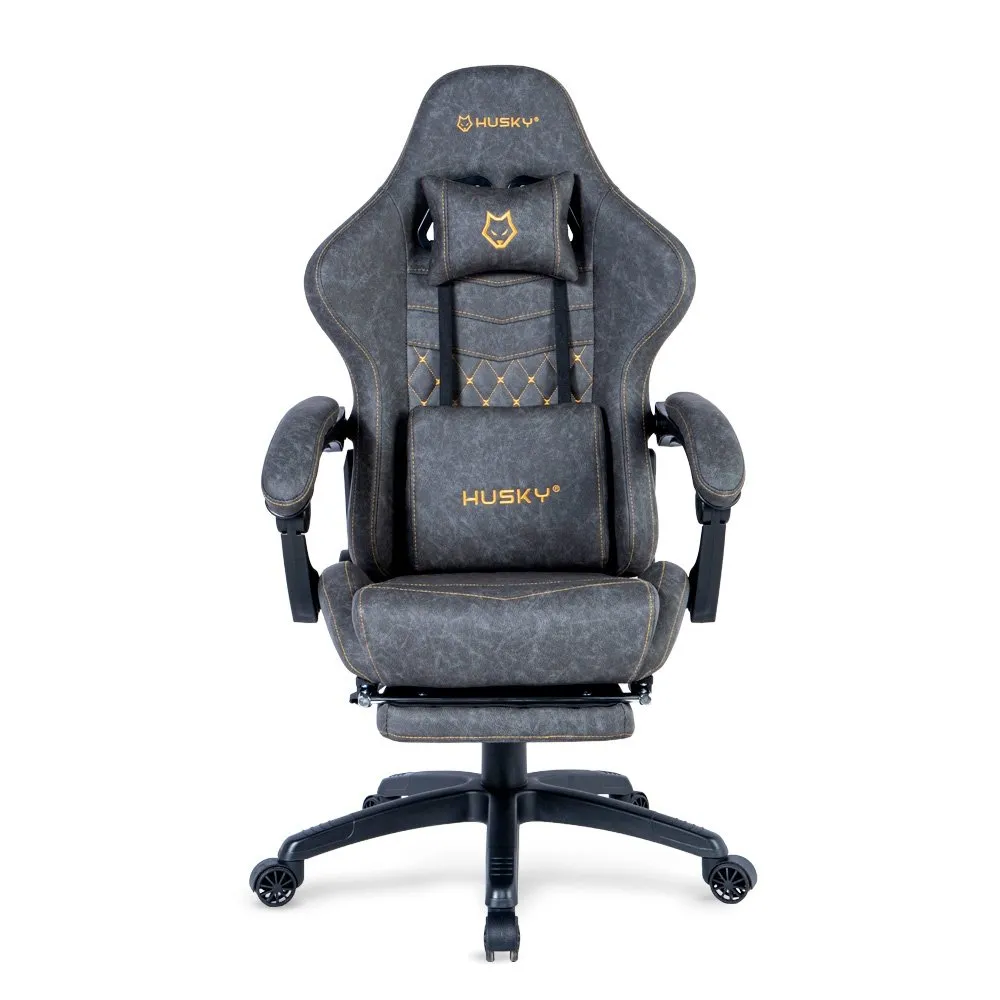 Cadeira Gamer Husky Tempest 700, Até 145kg, Almofadas, Reclinável 150º, PU, Descanso para Pés, Cinza - HCG700CZ