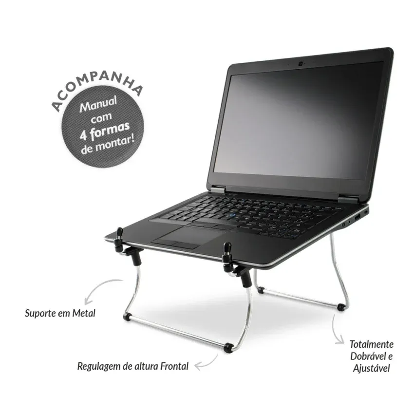 Suporte Reliza Steel Chromo, Para Notebook, Ergonômico, Suporta Até 20kKG, Chromado - 009617