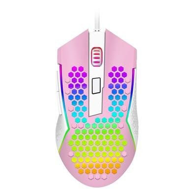 Mouse Gamer Redragon Reaping Elite RGB, 32000 DPI, 6 Botões, Rosa e Branco - M987PW-P