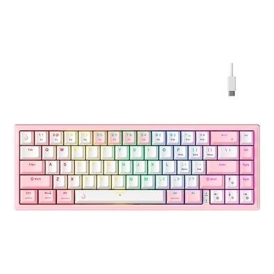 Teclado Mecânico Gamer Rise Mode GM1 Pro White and Pink, ARGB, Mini (65%), Switch Outemu Red, Branco e Rosa - RM-TCM-GM1P-WPRED