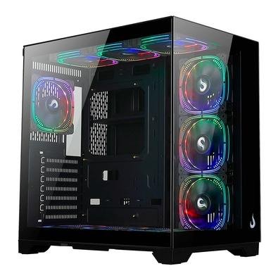 Gabinete Gamer Rise Mode Galaxy Glass Standard V2, Mid Tower, ATX, Lateral e Frontal em Vidro Temperado, Com 10 Ventoinhas, Preto - RM-GA-GGSB2-ARGB