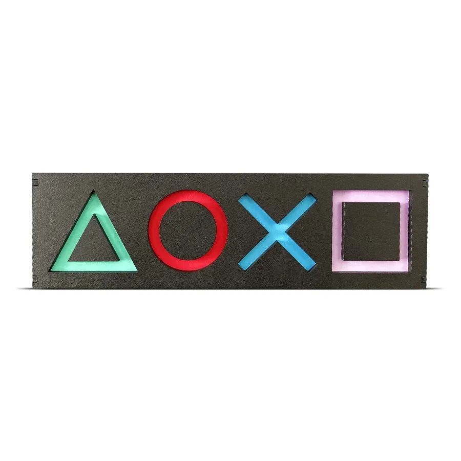 Luminária Gamer Geek Ícones Botões Controle Vídeo Game LED
