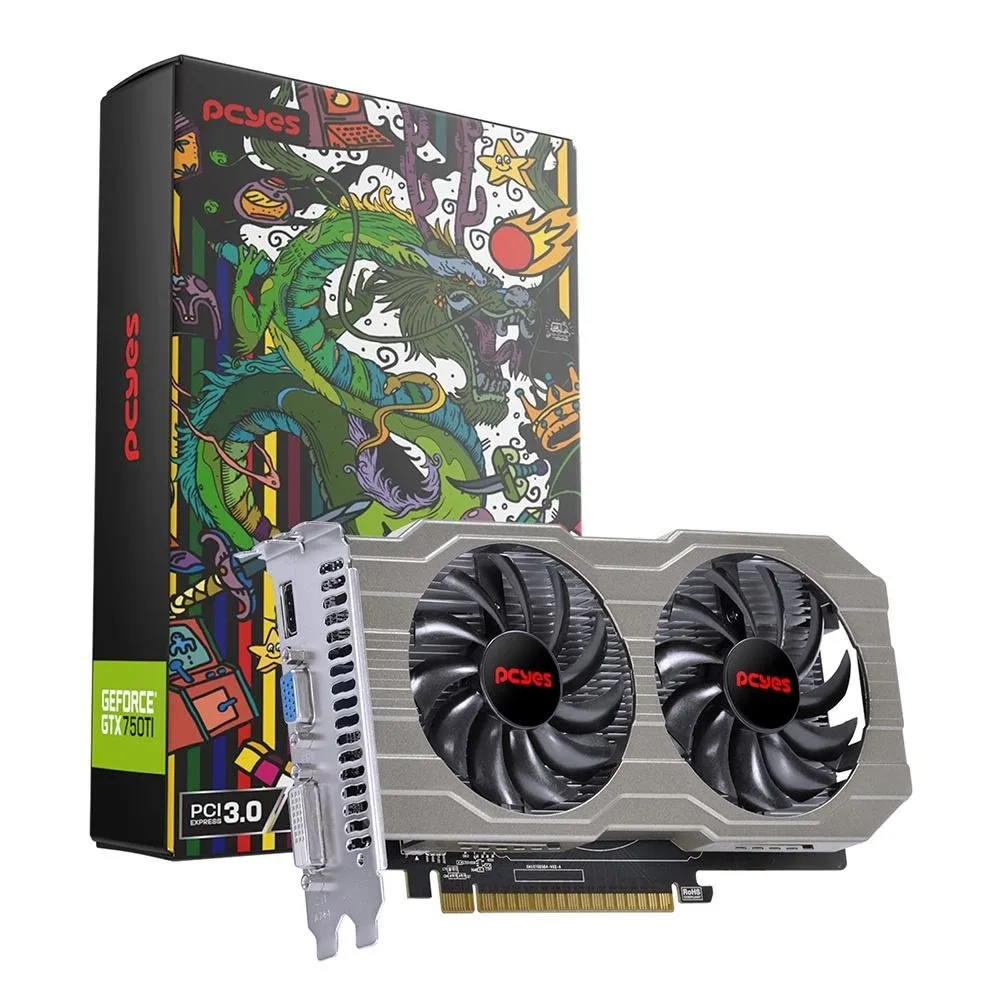 Placa de Vídeo GTX 750 TI PCYes NVIDIA GeForce, 4GB GDDR5, 128 Bit, Full Size - PA750TIR5DFFS