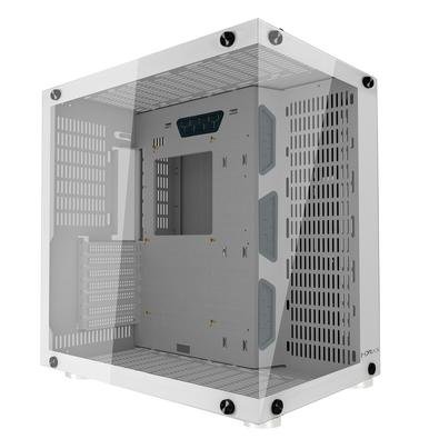 Gabinete Gamer Hyrax HGB700, ATX, Mid Tower, Frontal e Lateral em Vidro Temperado, Sem FANs, Branco - HGB700W