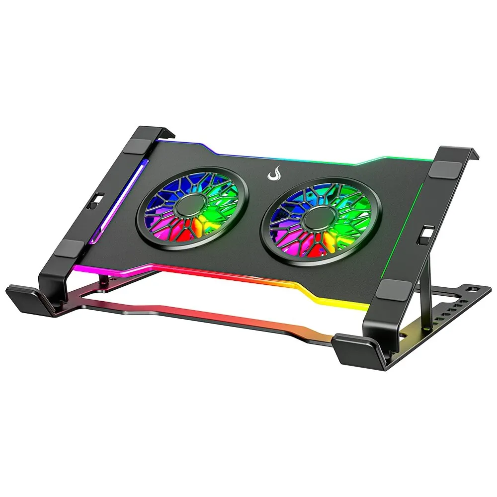 "Base com Cooler em Aço Carbono para Notebook e Tablets Rise Mode, Até 17"", Galaxy Gray X7, RGB - RM-CNC-07-RGB"