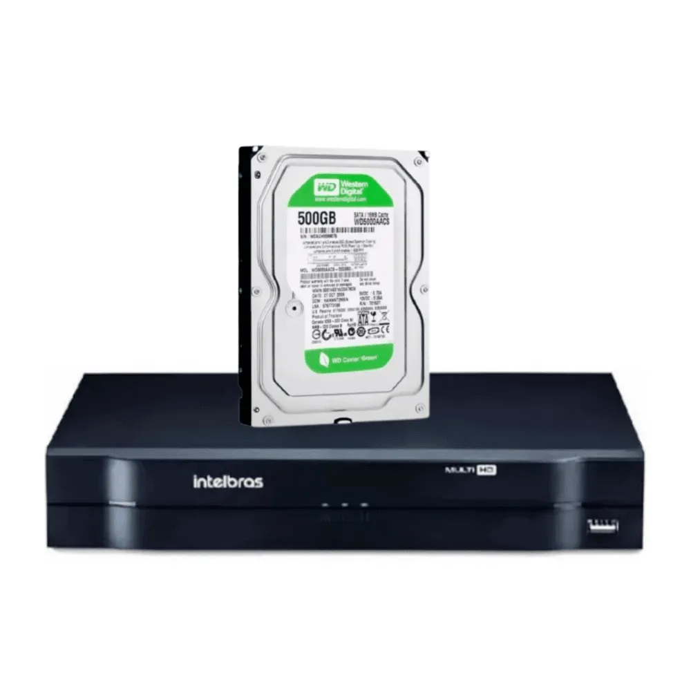 Dvr Gravador Intelbras, 4 Canais, FULL HD + HD 500GB