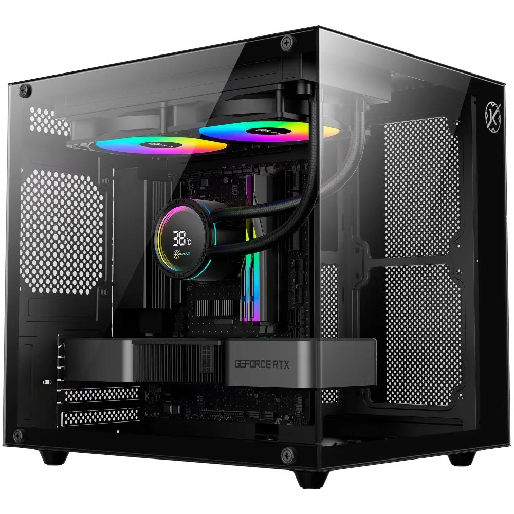 Gabinete Gamer Kalkan Midgard Lite, M-ATX, Frontal e Lateral em Vidro Temperado, Sem Fans, Preto - KLK00090