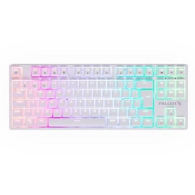 Teclado Mecânico Gamer Fallen Pantera Tkl, RGB, Switch Blue, Anti Ghosting, ABNT2, Branco - TE-FA-PA-BR-TK-SA
