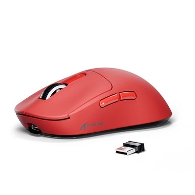 Mouse Gamer sem Fio Attack Shark X3 Tri-Mode, 26.000 DPI, Sensor Óptico PAW3395, 6 Botões Programáveis - Vermelho