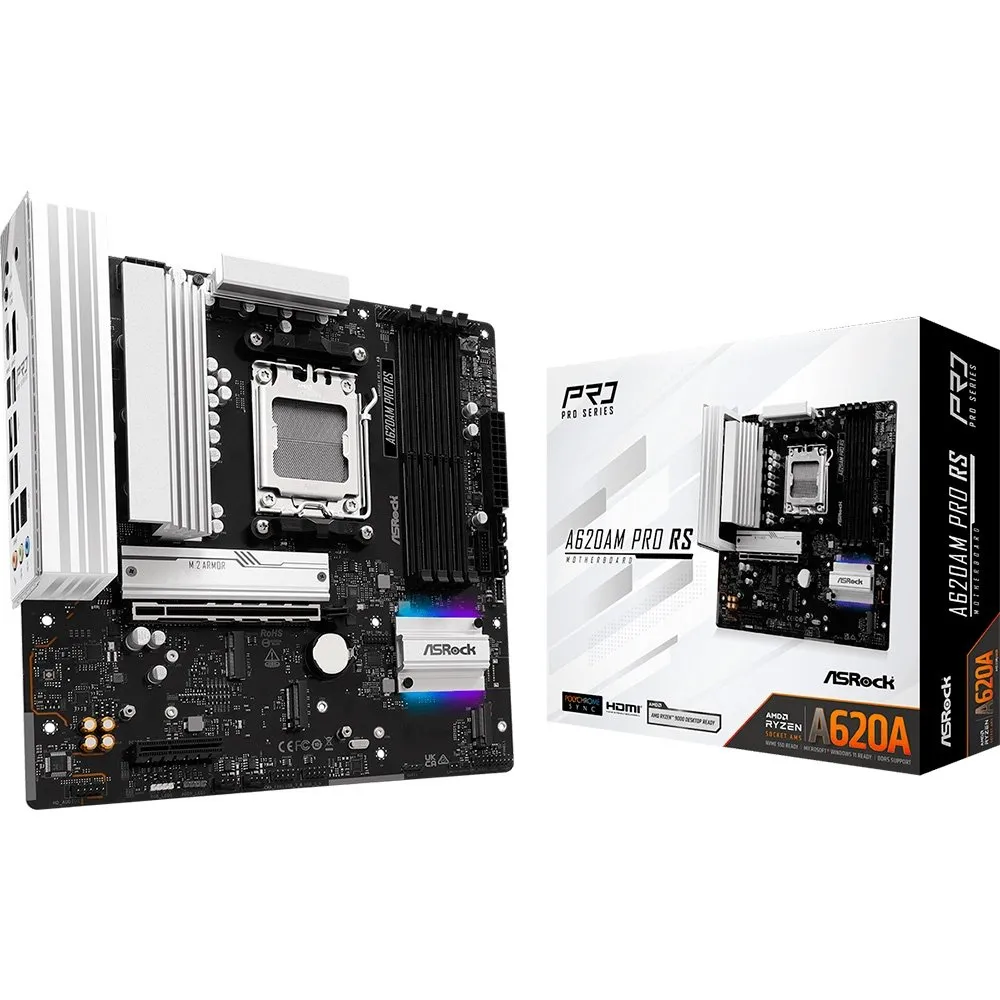 Placa-Mãe ASRock A620AM Pro RS, Ryzen AM5 A620A, Micro ATX , DDR5 - 90-MXBSV0-A0UAYZ
