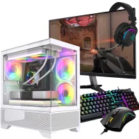 "PC Gamer Completo Studiopc Baldur Wh, Ryzen 5 4500, 16gb Ram, SSD 512gb, Placa De Vídeo Rx 580 8GB, 500w 80 Plus, 3 Fans RGB, Monitor LED 21"", Fone Headset, Teclado E Mouse, Branco - 9217165"