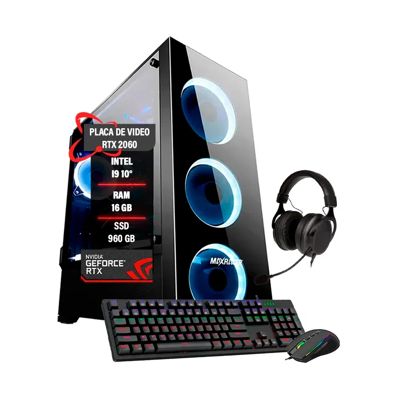 PC Gamer Intel Core I9 10° Memória 16gb RTX 2060 SSD 960gb
