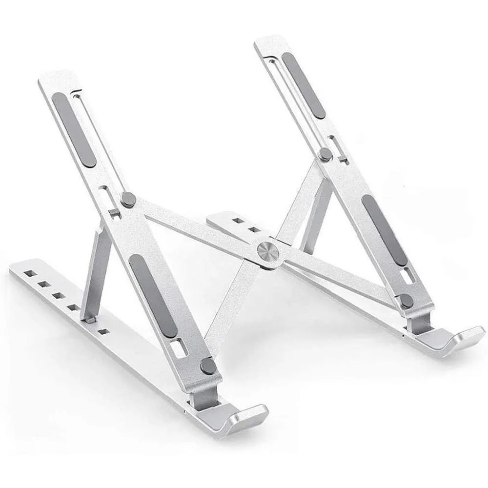 Suporte para Notebook, Laptop Stand, Ergonômico, Dobrável, Em Alumínio, Prata