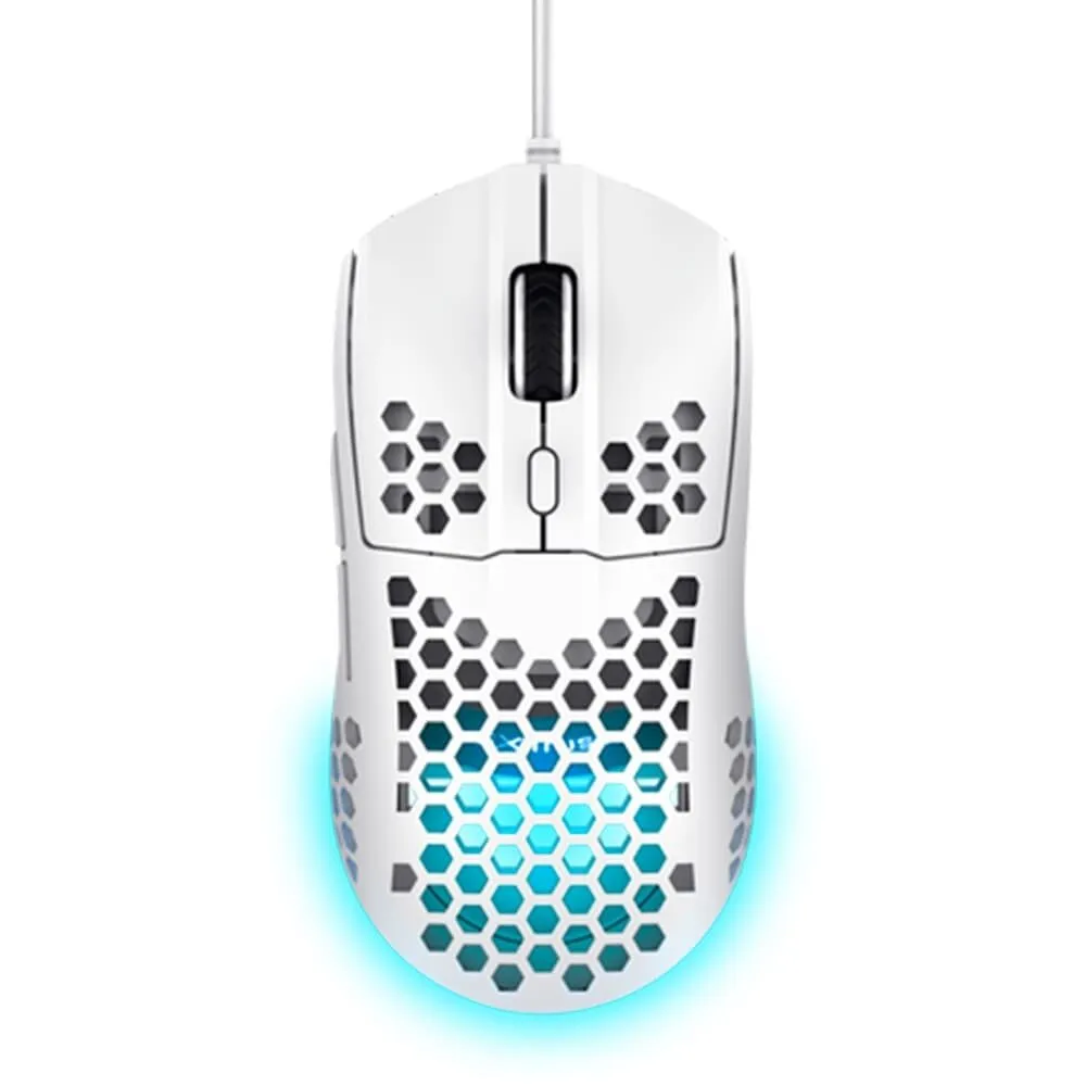 Mouse Gamer GXTrust 928W Helox Ultraleve, RGB, 6 Botões, 6400 DPI, USB, Branco - 25389