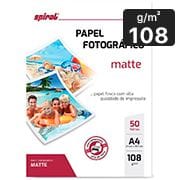 Papel fotográfico A4, 108g, matte paper, M108-50, Spiral - PT 50 FL