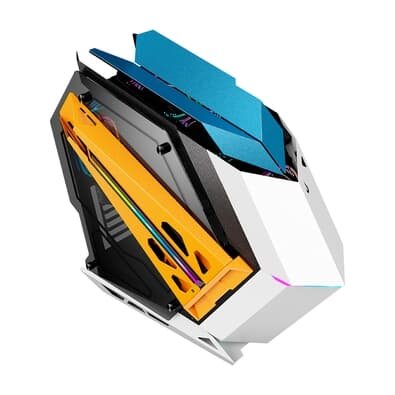 Gabinete Gamer Rise Mode Zeus Glass 03, Mid Tower, Leds Customizáveis, Lateral em Vidro, Sem FANs, Preto e Branco - RM-CA-ZE-03-BW