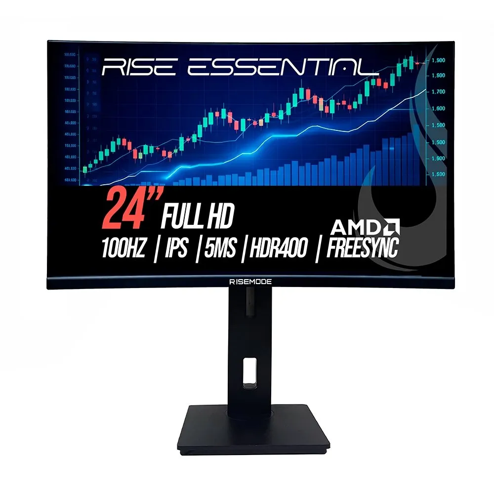 "Monitor Gamer Rise Mode Essential 24"", FHD, 100Hz, 5ms, IPS, FreeSync, HDR 400, HDMI e VGA, Altura Ajustável, Preto - RM-MOGL-24F100FH-B"