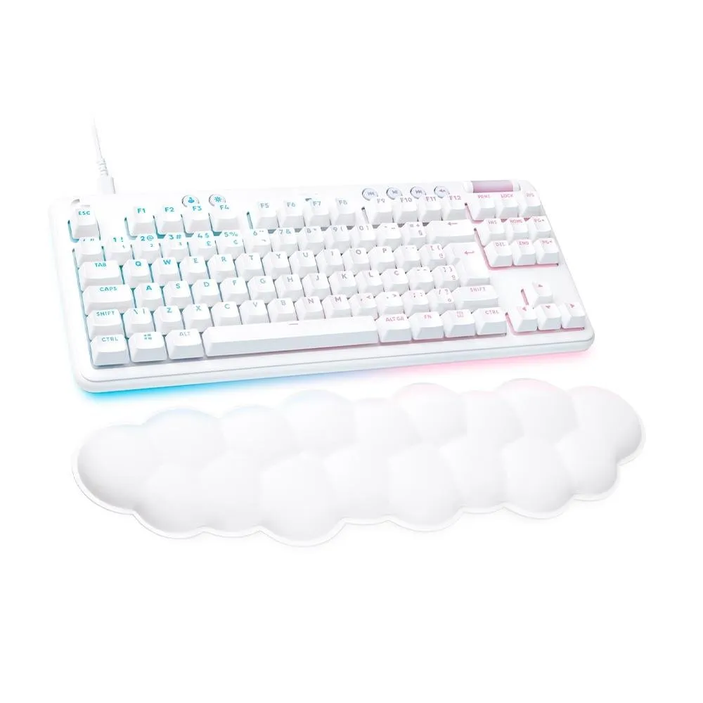 Teclado Mecânico Gamer Logitech G713 Switch GX Brown Tactile, RGB LIGHTSYNC, Apoio para Mãos em Formato de Nuvem, ABNT, Branco - 920-010701
