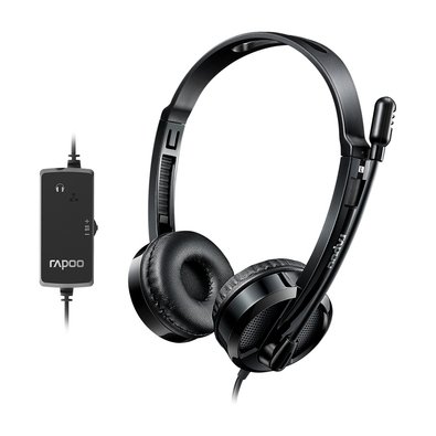 Headset Rapoo H120, Áudio Estéreo Digital, Microfone com Redução de Ruído, USB, Controles no Cabo, Preto - H120